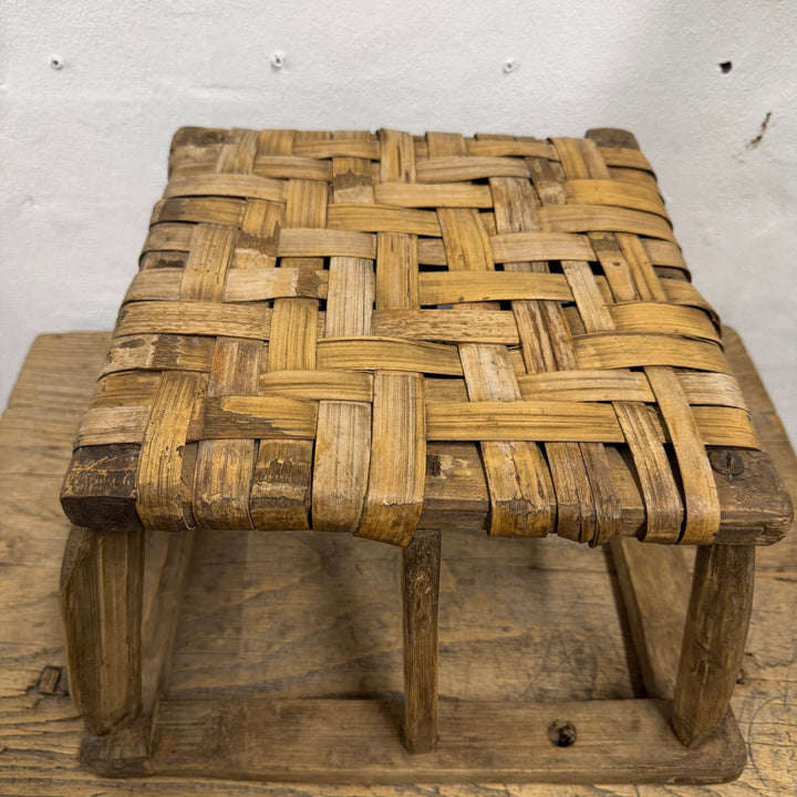 Water Tiger Furniture Antique Bamboo Woven Low Stool