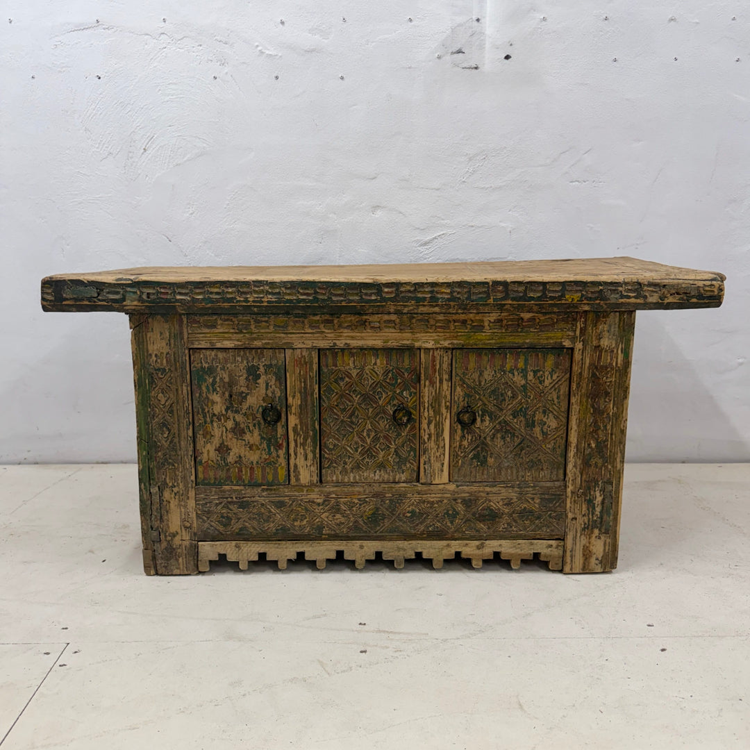 Water Tiger Furniture Antique Xinjiang Carved Elm Cabinet