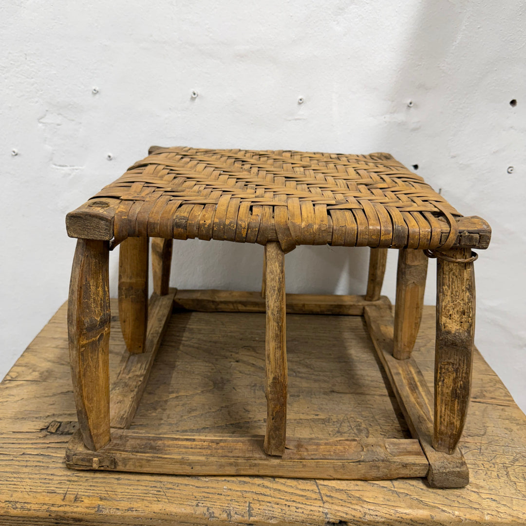 Water Tiger Furniture Antique Bamboo Woven Low Stool