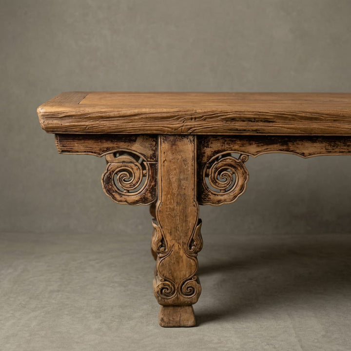 Water Tiger Furniture Chinese Qing Style Carved Elm Altar Bench