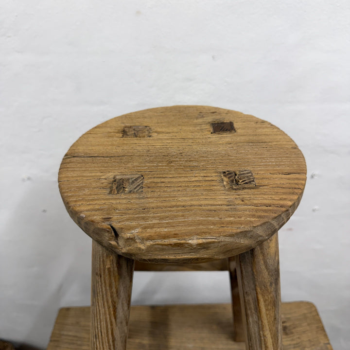 Water Tiger Furniture Chinese Elm Round Stool- early 1900&