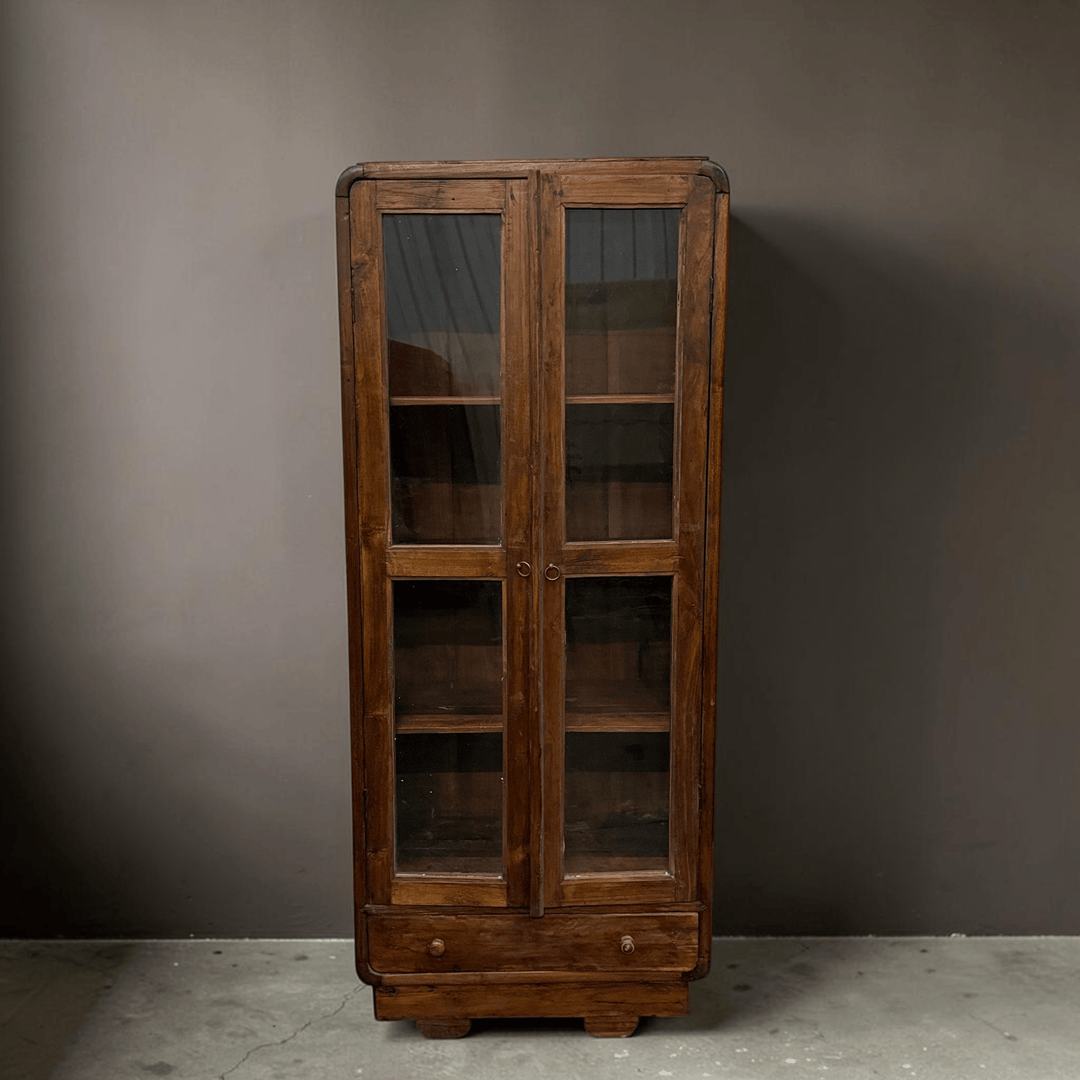 Water Tiger Furniture Glass and Teak Display Cabinet | Vintage Indonesian Furniture