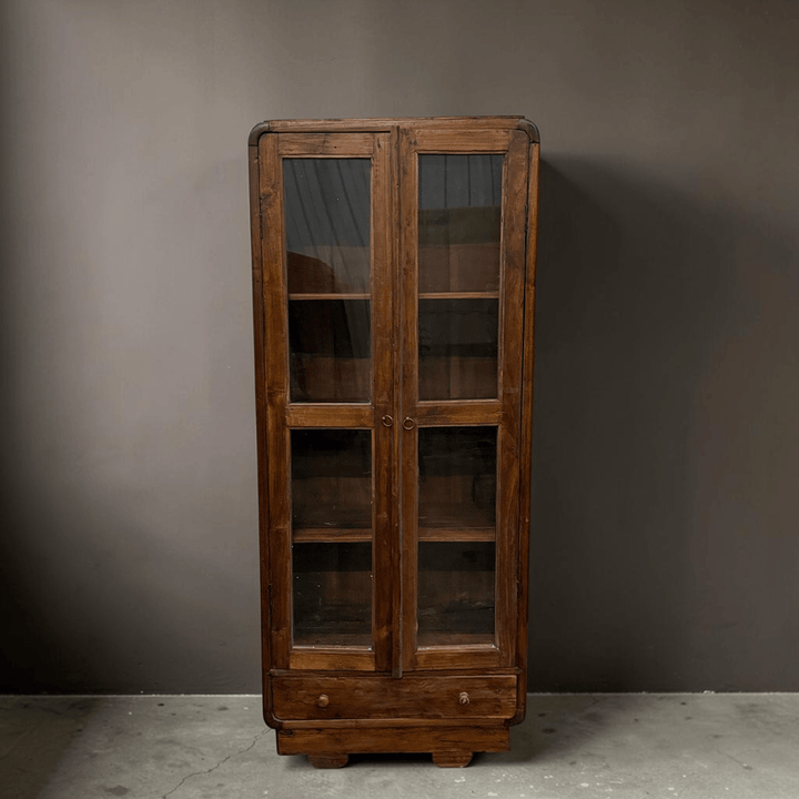 Water Tiger Furniture Glass and Teak Display Cabinet | Vintage Indonesian Furniture