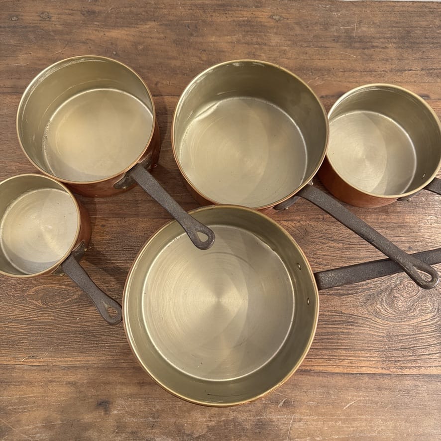 Water Tiger France Set Of 5 Copper French Pots