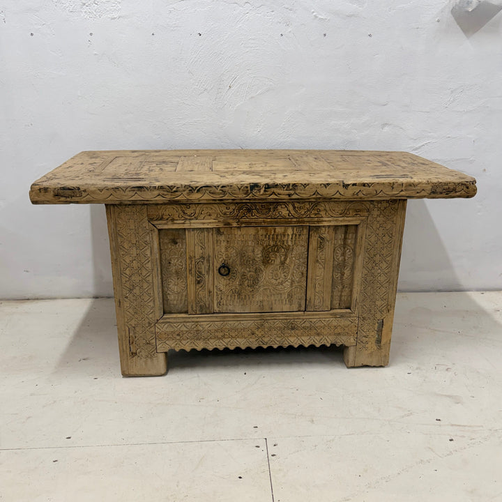 Water Tiger Furniture Antique Xinjiang Carved Elm Cabinet