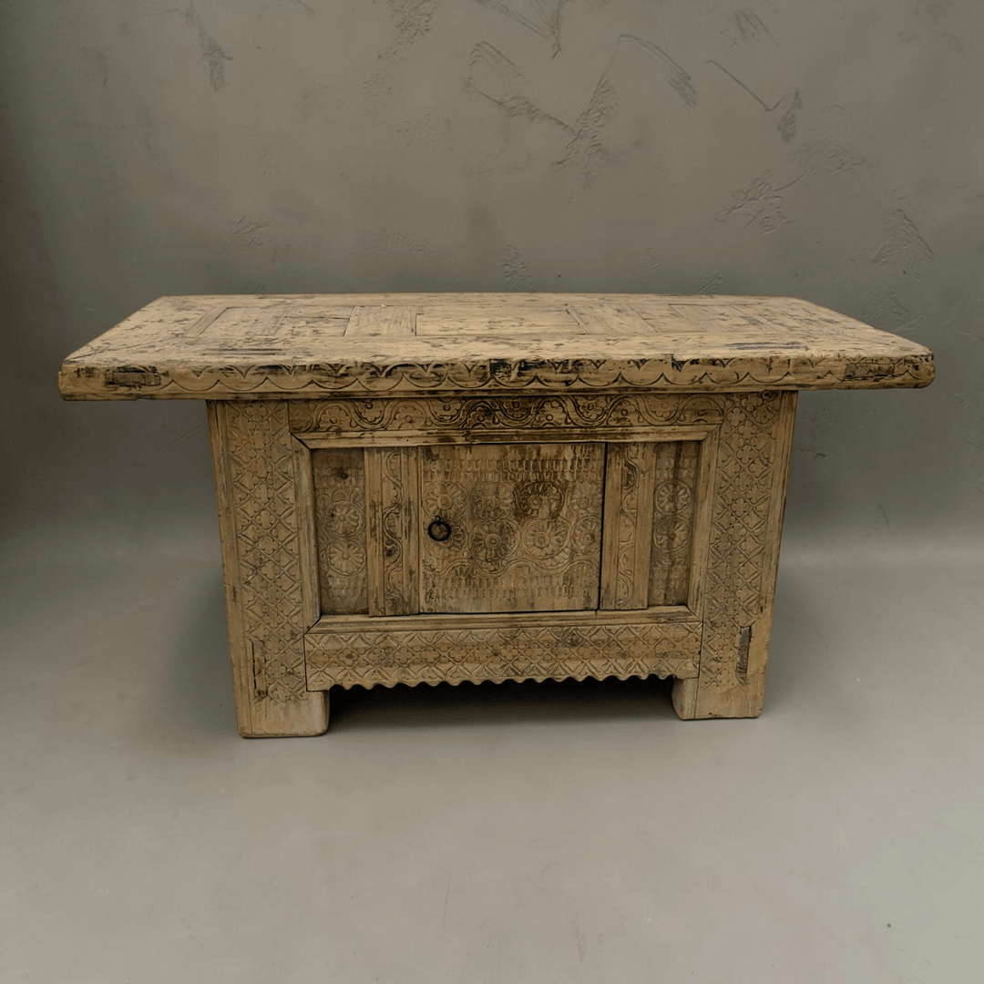 Water Tiger Furniture Antique Xinjiang Carved Elm Cabinet