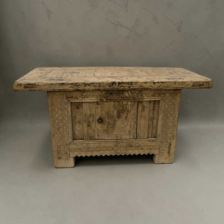 Water Tiger Furniture Antique Xinjiang Carved Elm Cabinet