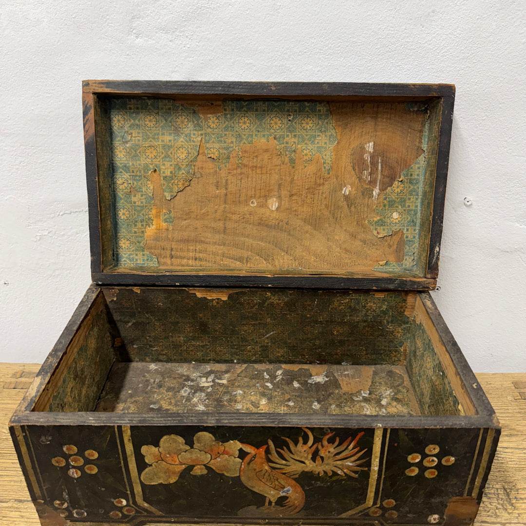 Water Tiger Decor Antique Chinese Wooden Document Box Early 1900’s