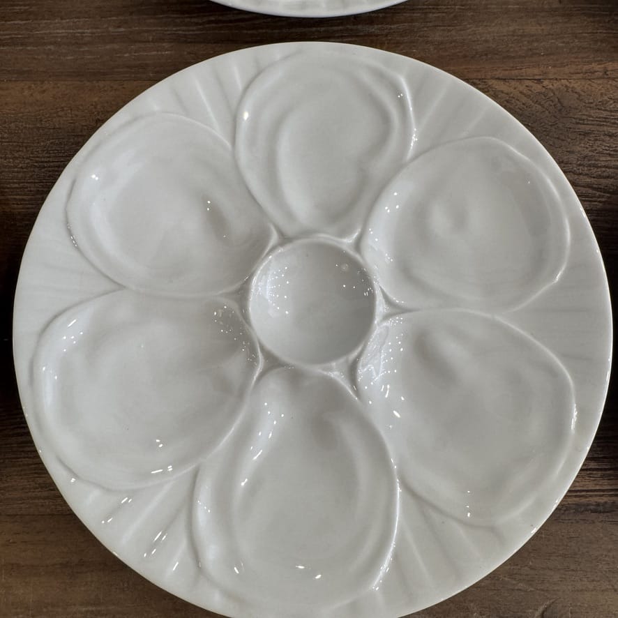 Water Tiger lamp Set of 6 Vintage French White Oyster Plates