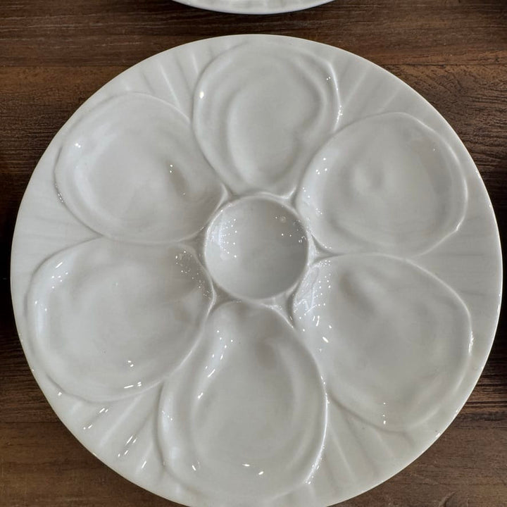 Water Tiger lamp Set of 6 Vintage French White Oyster Plates