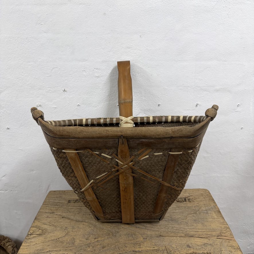 Water Tiger Decor Antique Chinese Basket Scoop