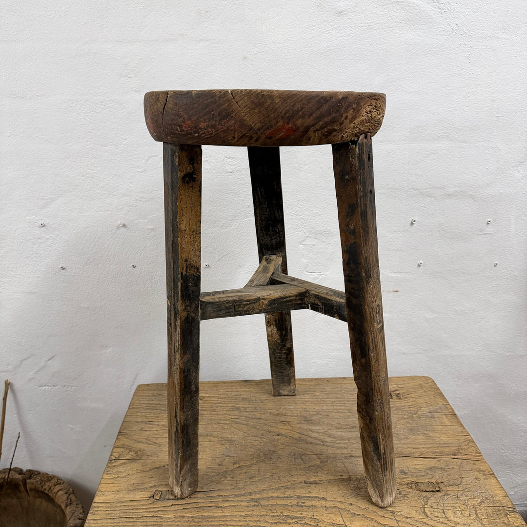 Water Tiger Furniture Chinese Elm Round Stool- early 1900&