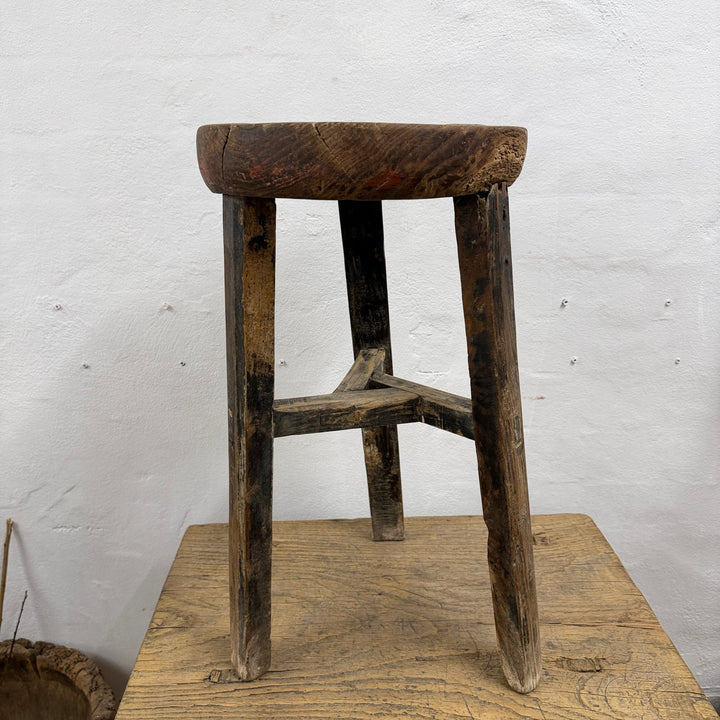 Water Tiger Furniture Chinese Elm Round Stool- early 1900&