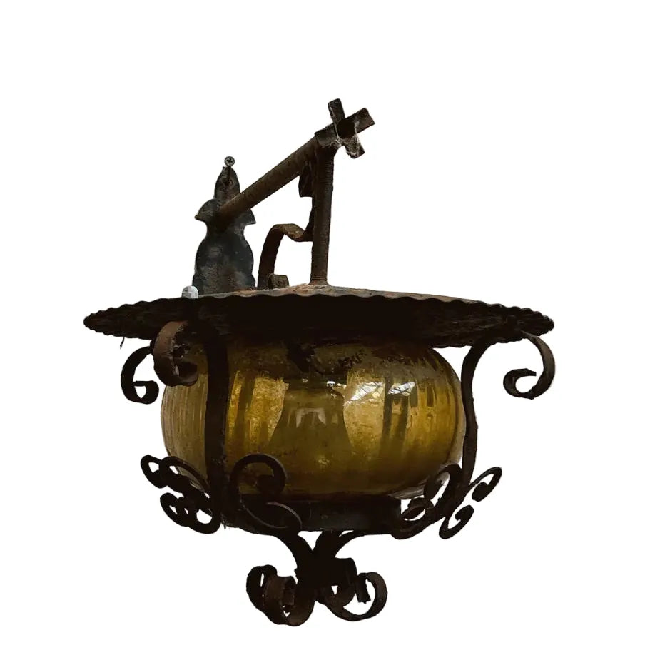 Water Tiger lamp French Coloured Glass Iron Wall Light
