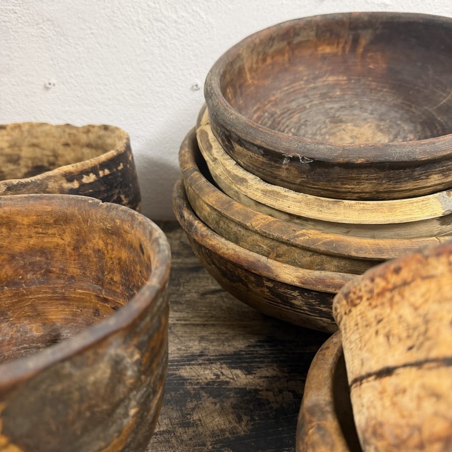 Water Tiger Decor Antique Tibetan Wooden Bowls