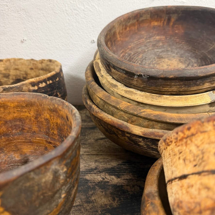 Water Tiger Decor Antique Tibetan Wooden Bowls