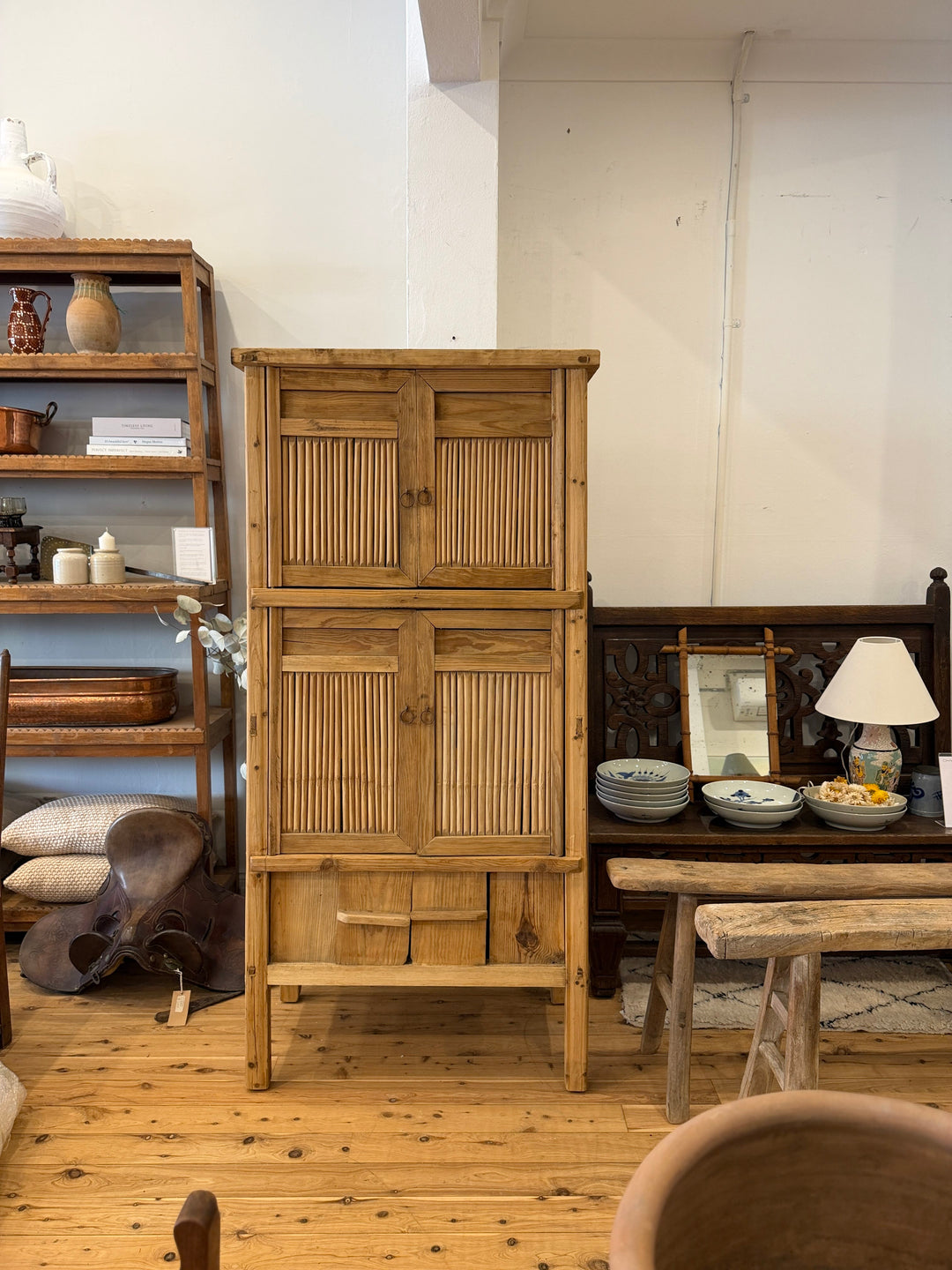 Water Tiger Furniture Pine And Bamboo Wardrobe , 19TH CENTURY