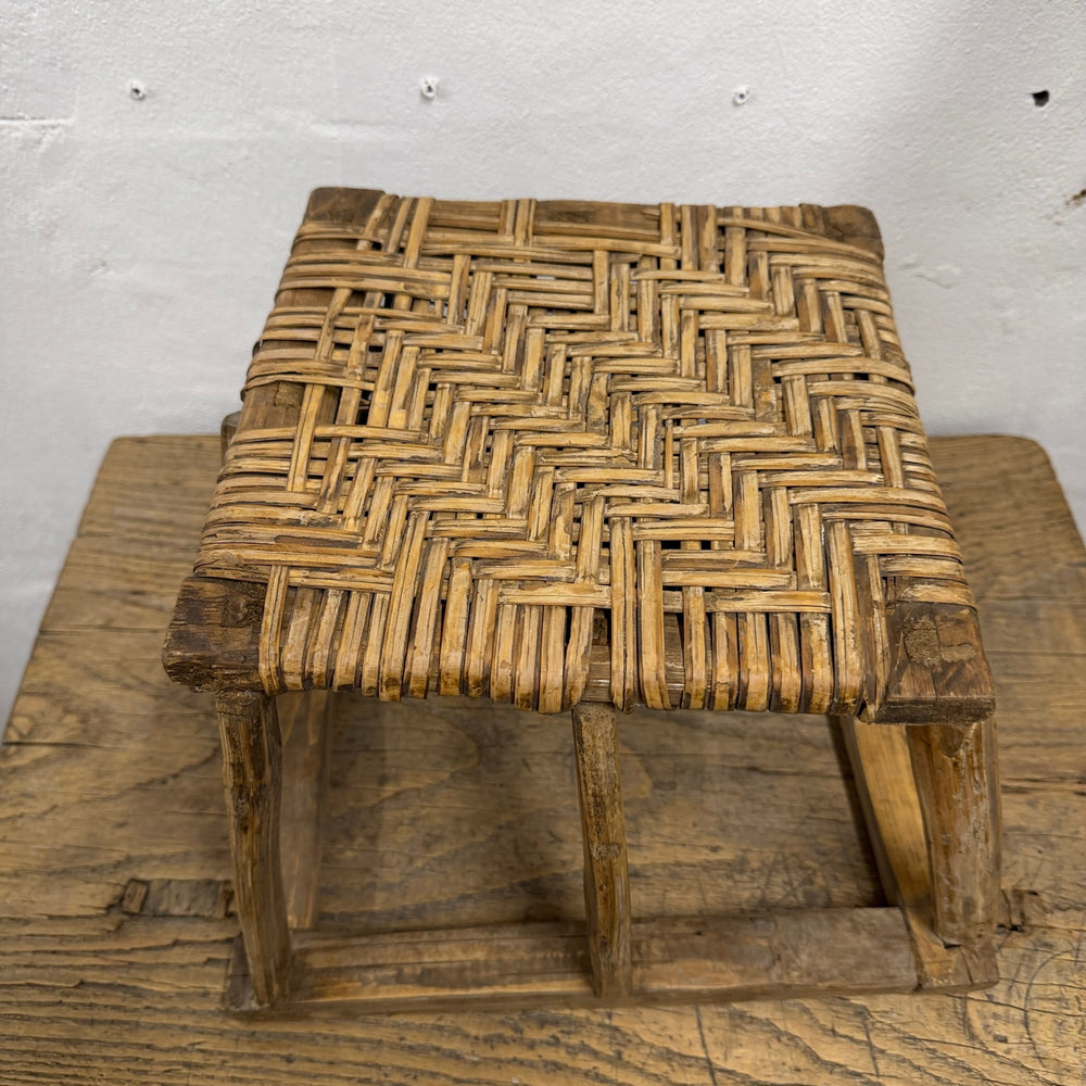 Water Tiger Furniture Antique Bamboo Woven Low Stool