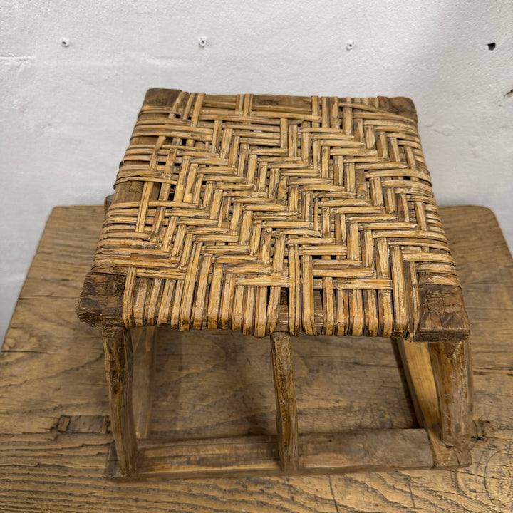 Water Tiger Furniture Antique Bamboo Woven Low Stool
