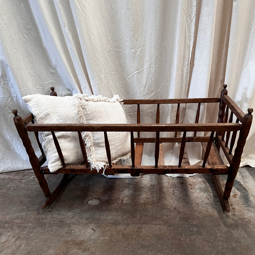 Antique best sale wooden bassinet