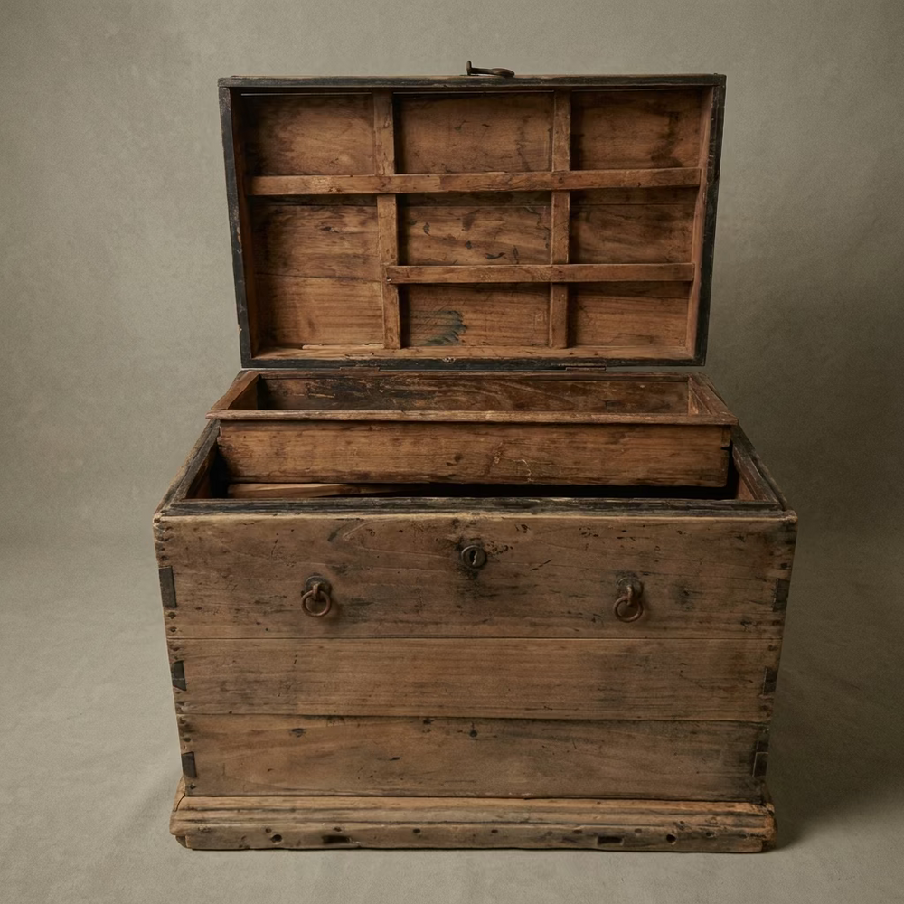 Water Tiger Decor 19C Wooden Storage Box From China