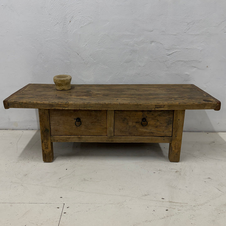 Water Tiger Furniture Chinese Low Elm Coffee Table With two Drawers | 112x42x36cm