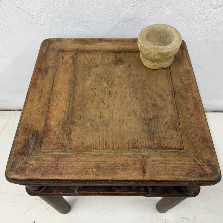 Water Tiger Furniture Antique Chinese Square Elm Side Table | 45x45x49cm
