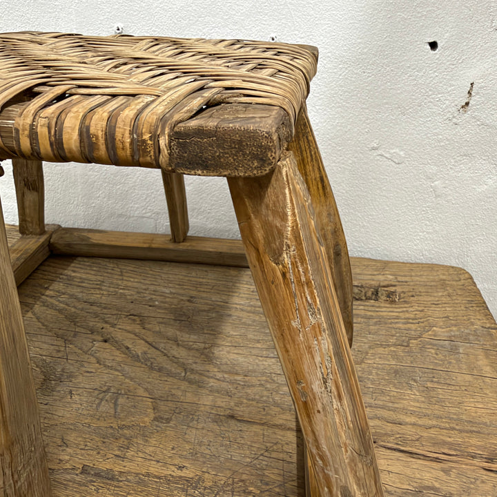 Water Tiger Furniture Antique Bamboo Woven Low Stool