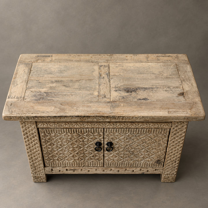 Water Tiger Furniture Antique Xinjiang Carved Elm Cabinet