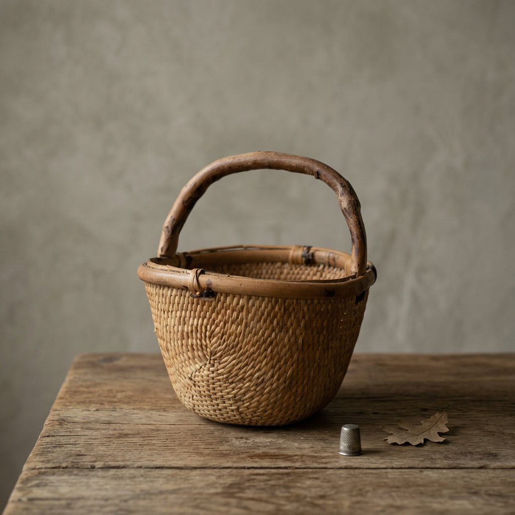 Water Tiger Decor Antique Baskets With Bamboo Handles