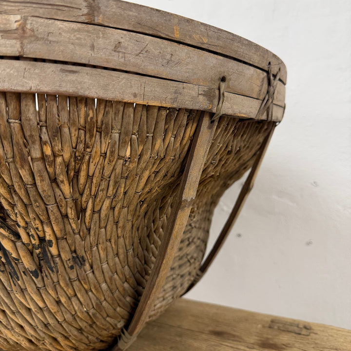 Water Tiger Decor Antique Chinese Grain Basket