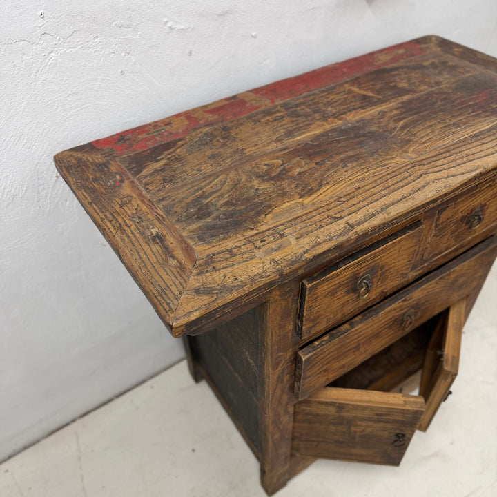 Water Tiger Furniture Early 20th Century Qing Cabinet, Lower Doors Elmwood with Brass Hardware, China