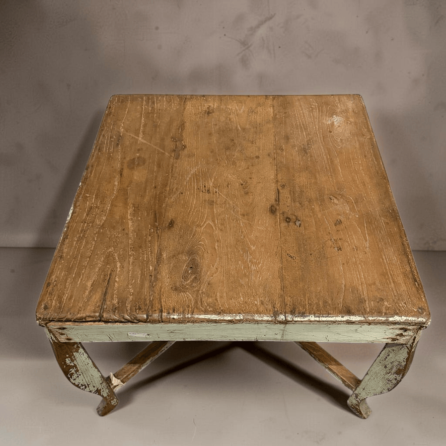 Water Tiger Furniture Square Teak Table With Painted Patina
