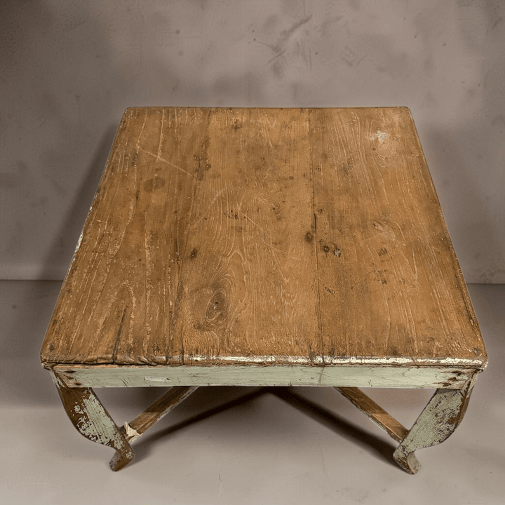 Water Tiger Furniture Square Teak Table With Painted Patina
