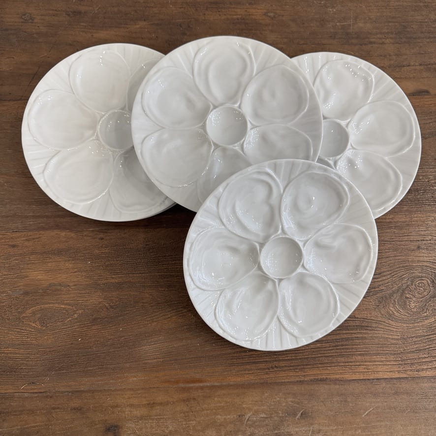 Water Tiger lamp Set of 6 Vintage French White Oyster Plates