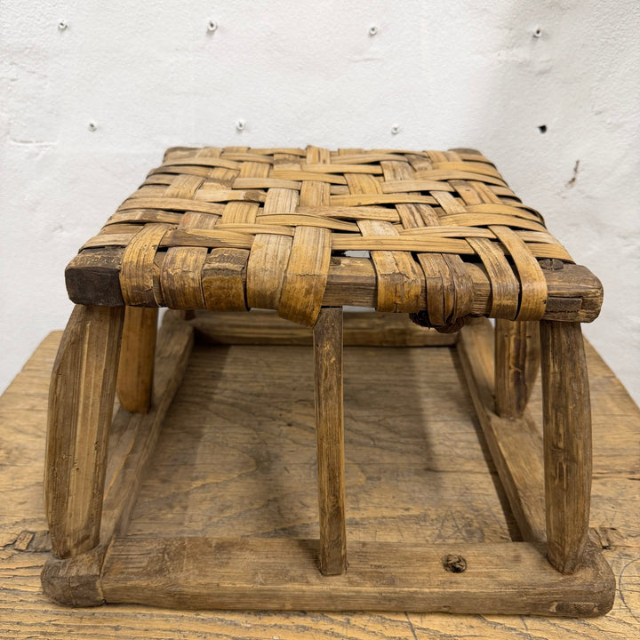 Water Tiger Furniture Antique Bamboo Woven Low Stool