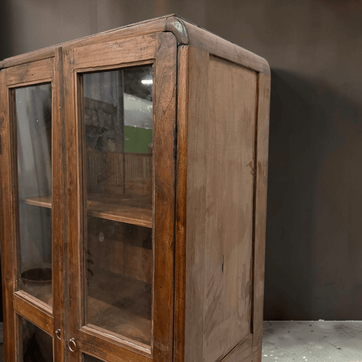 Water Tiger Furniture Glass and Teak Display Cabinet | Vintage Indonesian Furniture