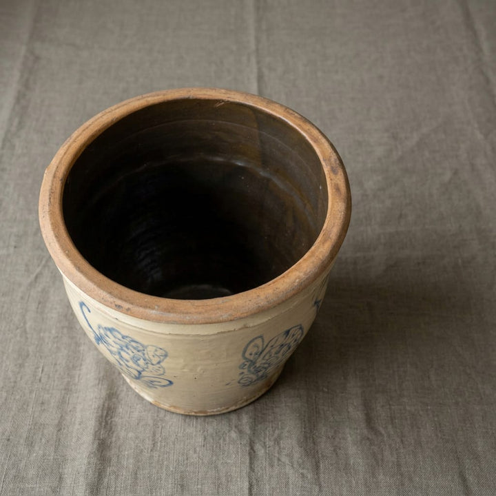 Water Tiger Decor Lidded Cizhou  Ming Dynasty Ceramic Planter - Vessel- "Two Flowers"