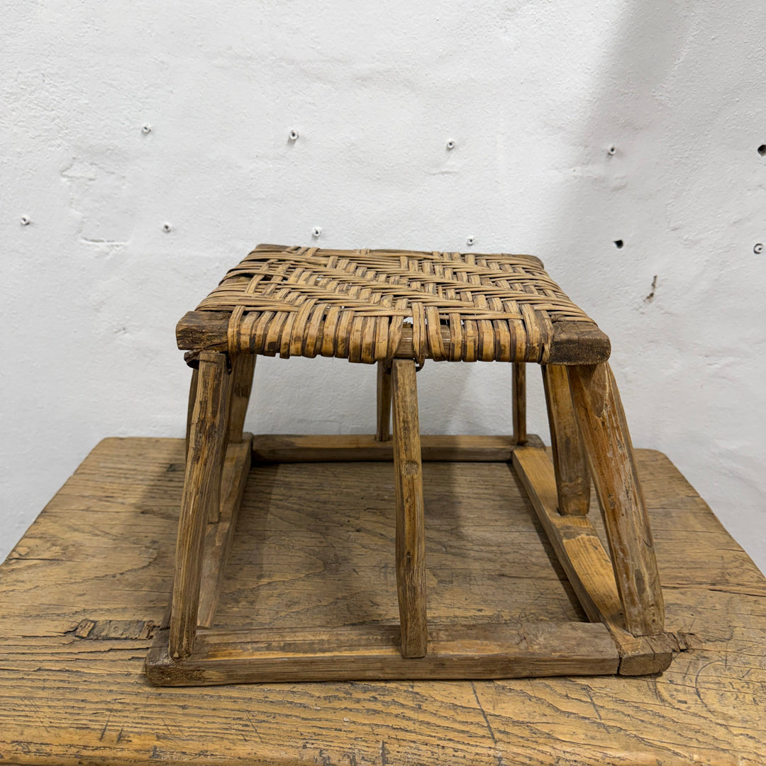 Water Tiger Furniture Antique Bamboo Woven Low Stool