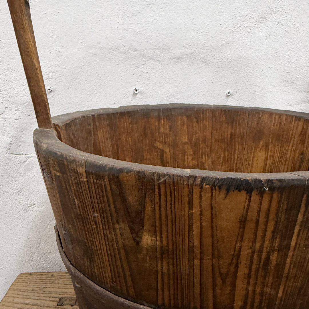 Water Tiger Decor Antique Well Buckets With Wooden Handles
