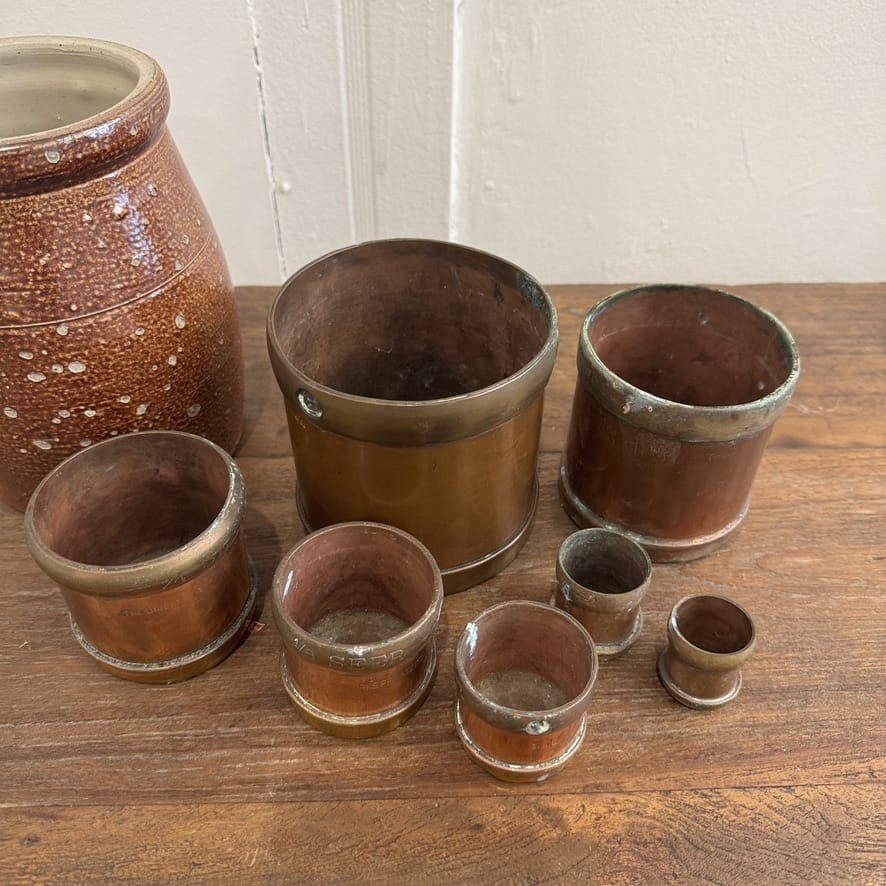 Water Tiger France Antique Copper Measuring Cups
