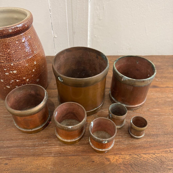 Water Tiger France Antique Copper Measuring Cups