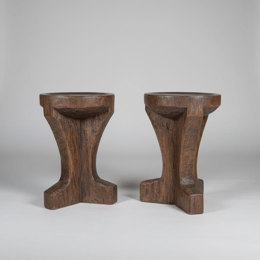 Water Tiger Decor Hand Carved Teak Stools