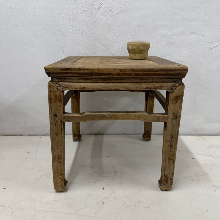 Water Tiger Furniture Antique Chinese Square Elm Side Table | 50x50x51