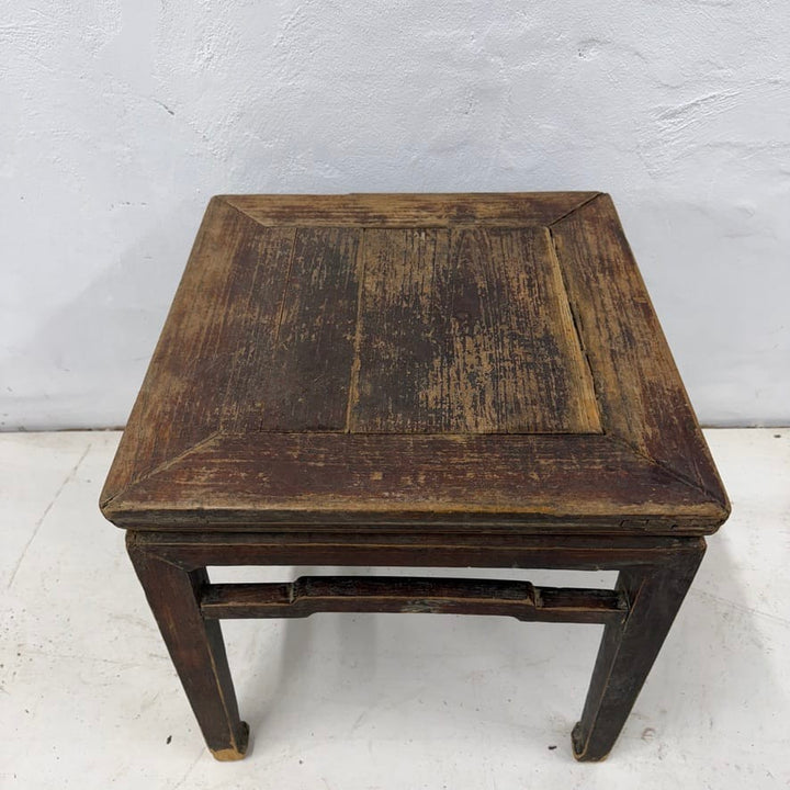 Water Tiger Furniture Antique Chinese Square Elm Side Table | 49x49x50cm
