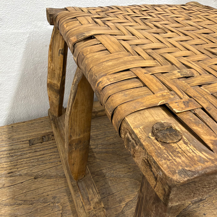 Water Tiger Furniture Antique Bamboo Woven Low Stool