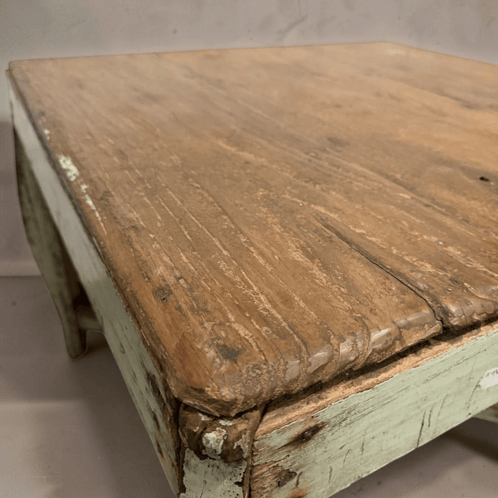 Water Tiger Furniture Square Teak Table With Painted Patina