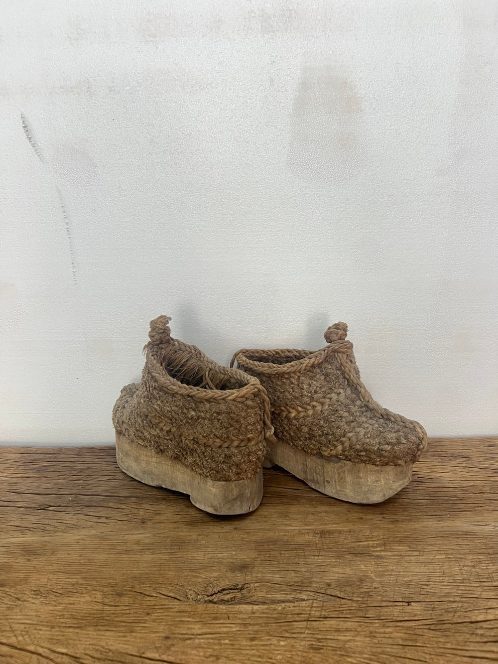 Water Tiger Decor A Pair Of Chinese Fisherman's Woven Reed Shoes