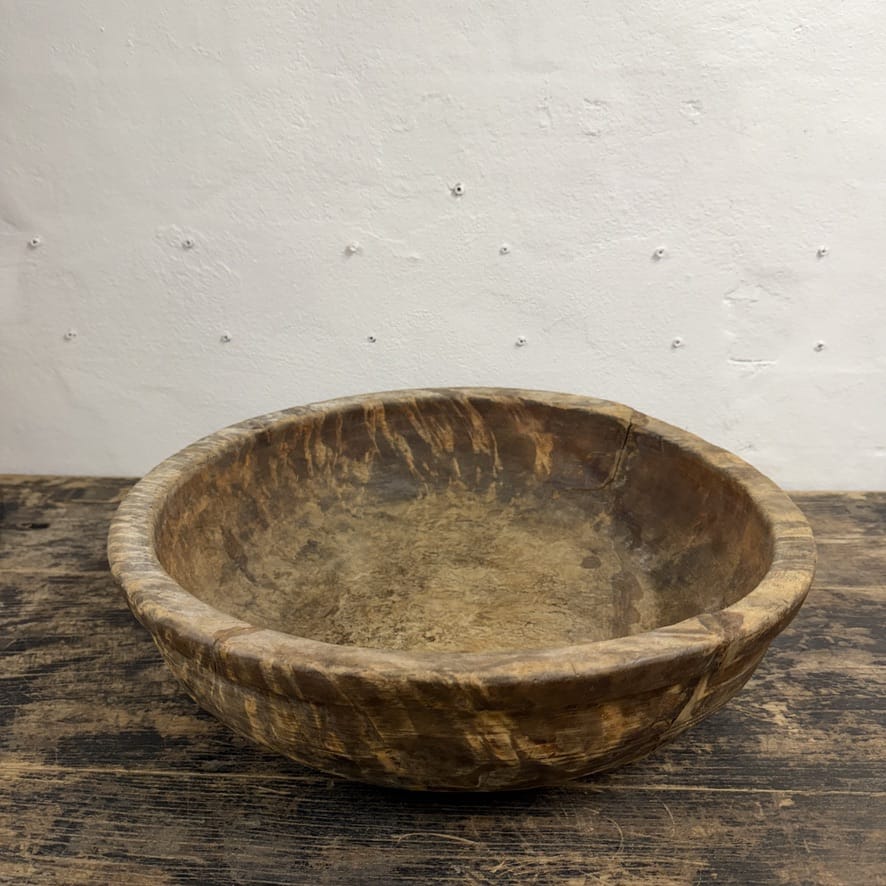 Water Tiger Decor Large Vintage Tibetan Wooden Bowl