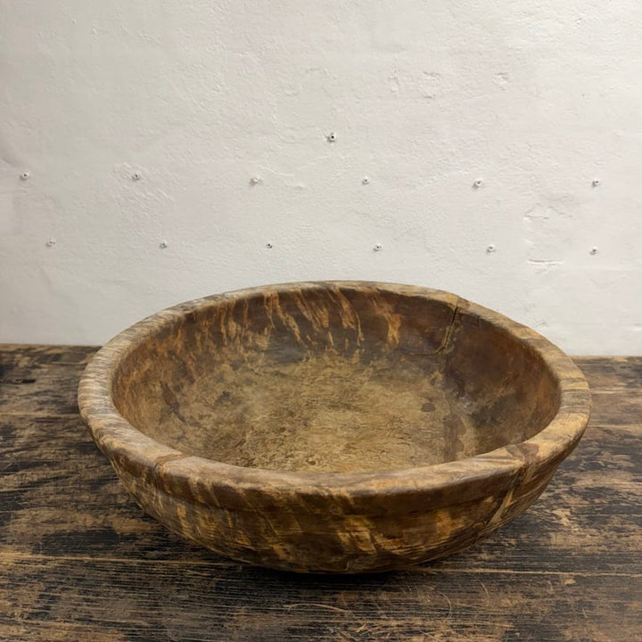 Water Tiger Decor Large Vintage Tibetan Wooden Bowl